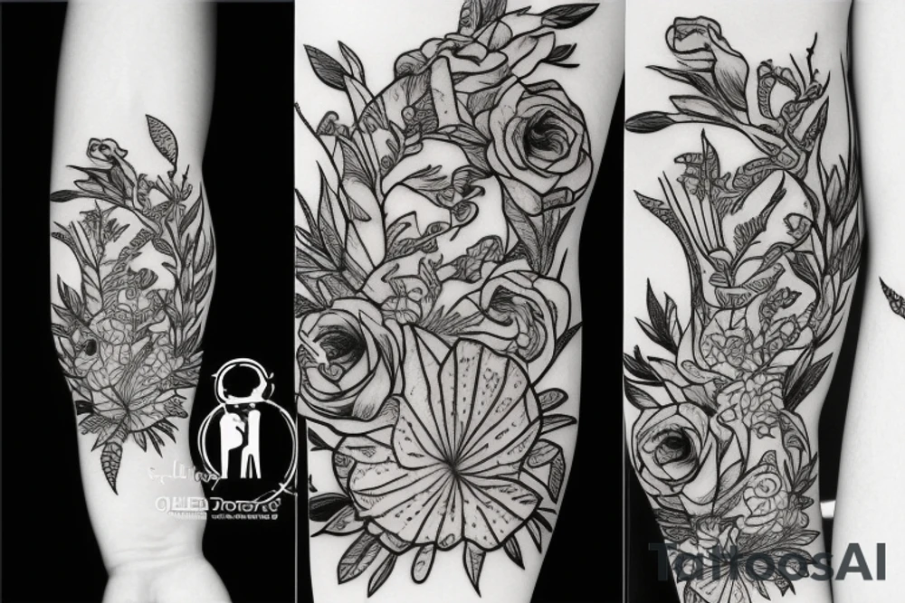 swords and plants tattoo idea