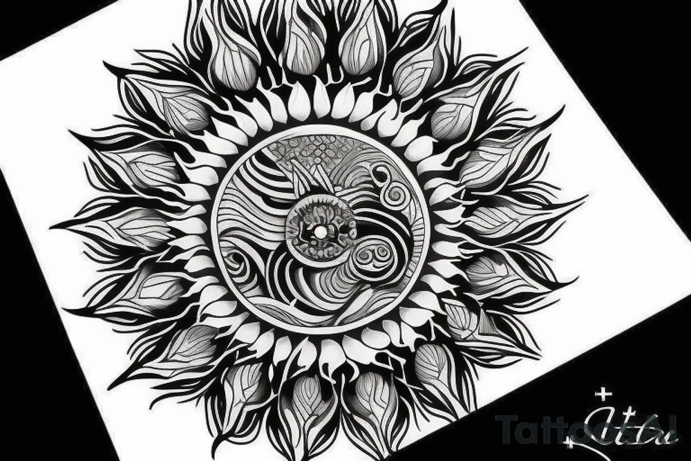 Sun, moon, espiritual life tattoo idea