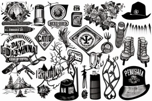 Country music hiking Pennsylvania camping death nihilism tattoo idea