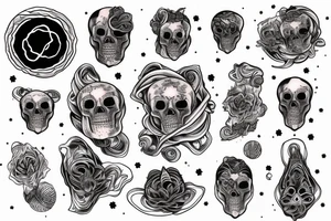 Dog skeleton intertwined with space nebula tattoo idea