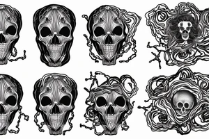 Dog skeleton intertwined with space nebula tattoo idea