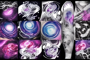 Space Nebula intertwined with eye and neural synapses tattoo idea