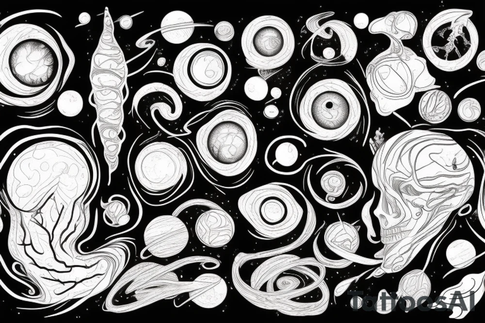 Space Nebula intertwined with eye and neural synapses tattoo idea