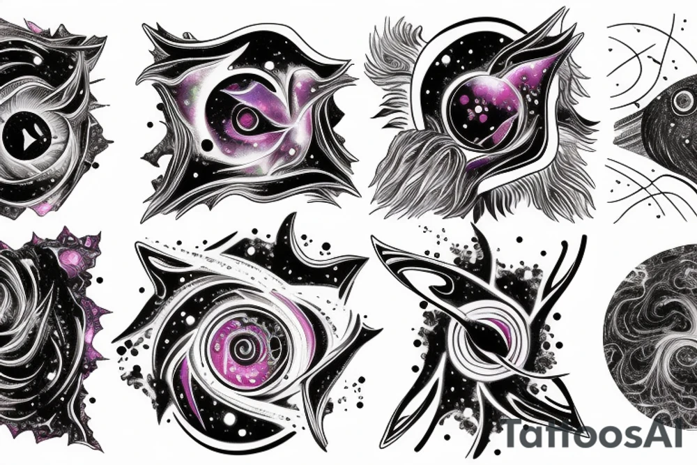 Space Nebula intertwined with eyeball and neural synapses tattoo idea