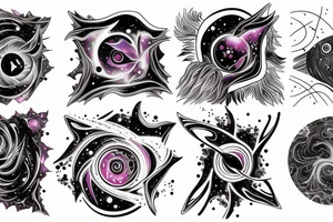 Space Nebula intertwined with eyeball and neural synapses tattoo idea