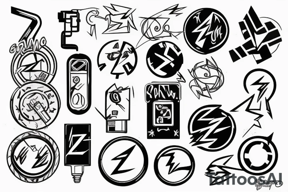 Ground symbo, Electric bolt, 3 phase symbol tattoo idea