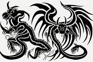 devil with a scorpion tail on a black hound tattoo idea