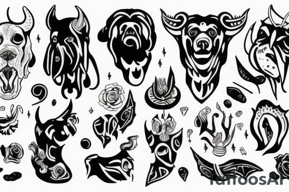 devil with a black dog tattoo idea