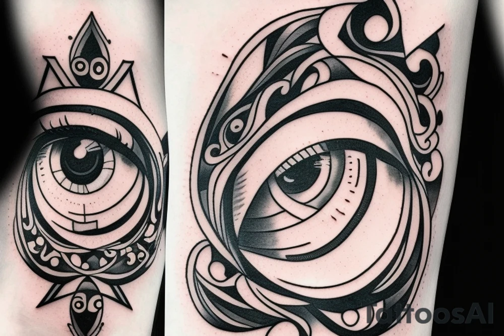 Eye universe shapes tattoo idea
