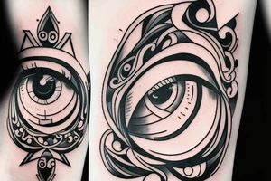 Eye universe shapes tattoo idea
