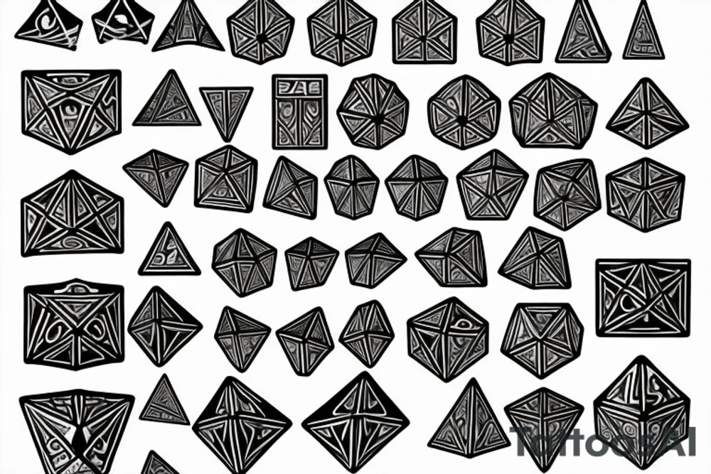 d20 dice, dungeons and dragons, holistic geometry, chest tattoo idea