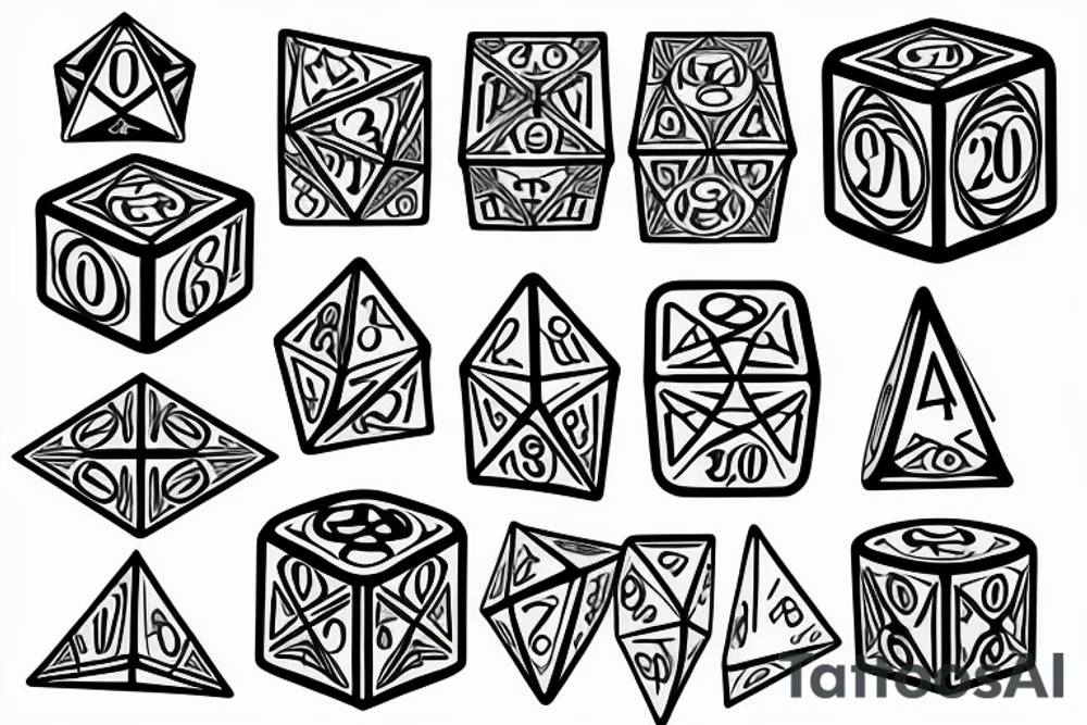 d20 dice, holistic geometry, chest tattoo idea