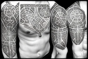 d20 dice, holistic geometry, chest tattoo idea