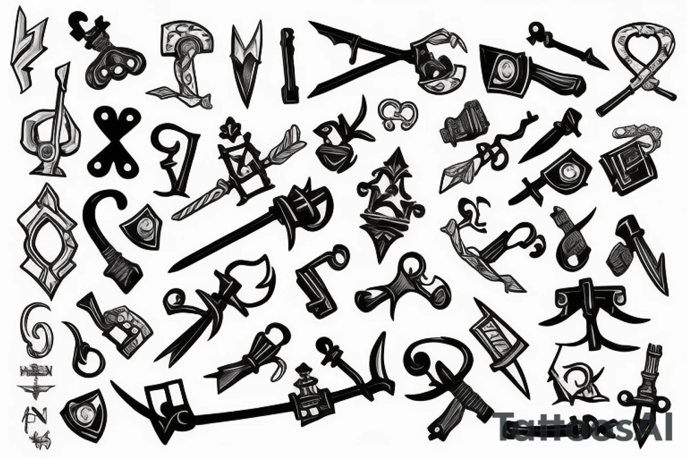 Keyblade sticking out of the ground at the end of a war tattoo idea