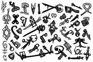 Keyblade sticking out of the ground at the end of a war tattoo idea