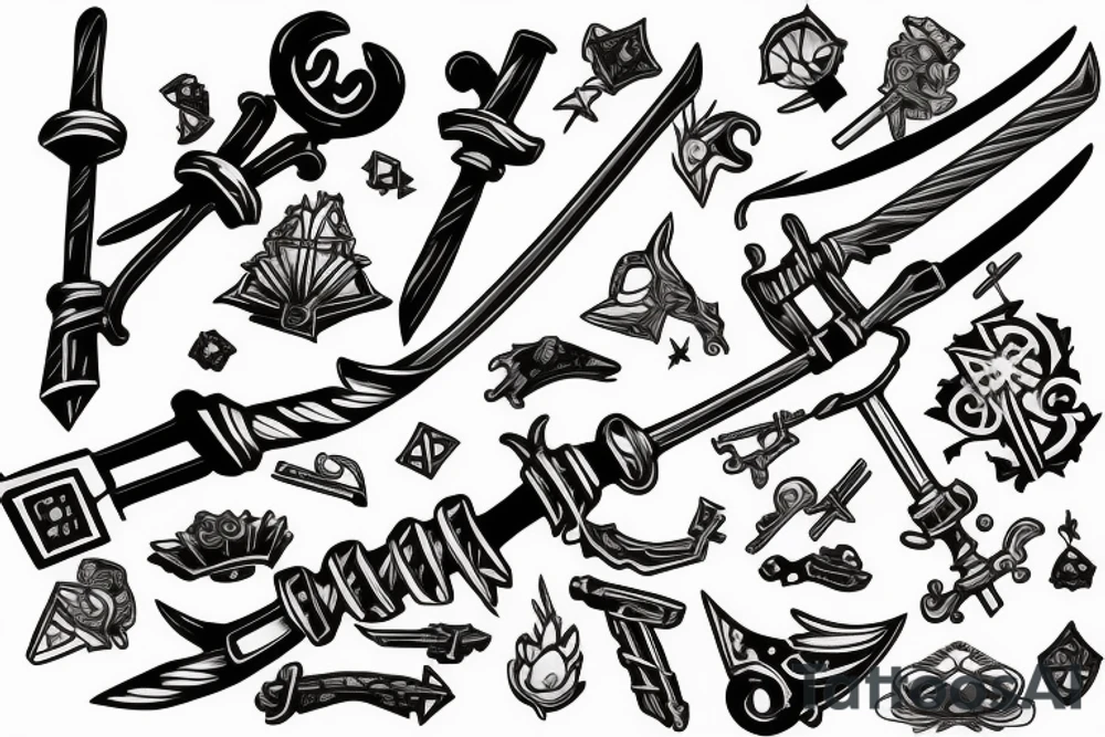 Keyblade sticking out of the ground at the end of a war tattoo idea