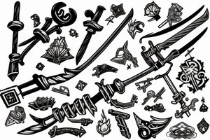 Keyblade sticking out of the ground at the end of a war tattoo idea