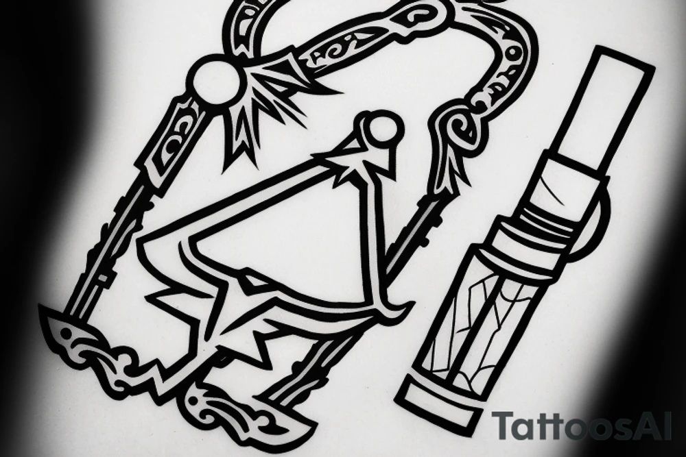 Keyblade sticking out of the ground at the end of a war tattoo idea