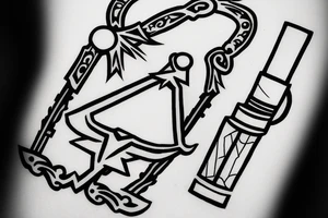 Keyblade sticking out of the ground at the end of a war tattoo idea