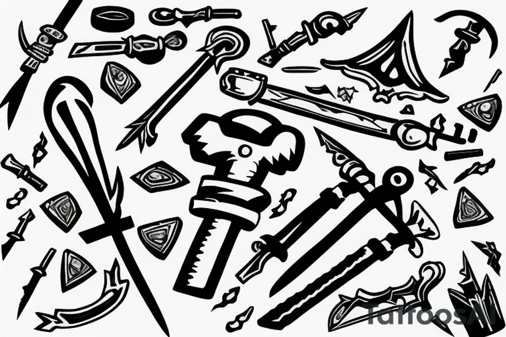 Keyblade sticking out of the ground at the end of a war tattoo idea