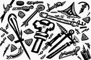 Keyblade sticking out of the ground at the end of a war tattoo idea