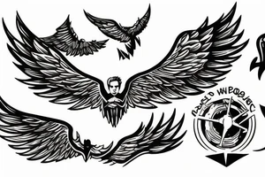 A man with wings falling from the sky tattoo idea