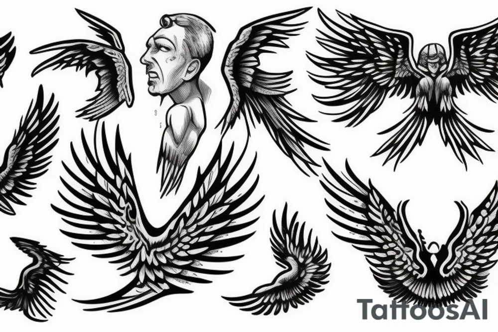A man with wings falling from the sky tattoo idea