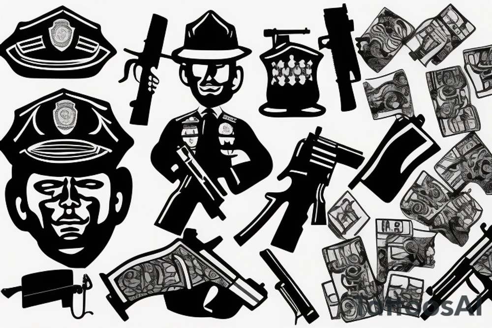 a policeman who killed himself with a gun tattoo idea