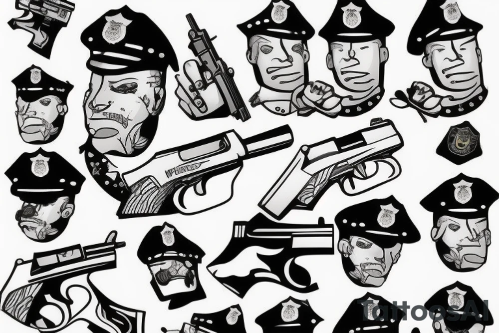 a policeman who killed himself with a gun tattoo idea
