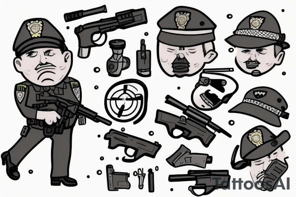 a policeman who killed himself with a gun tattoo idea
