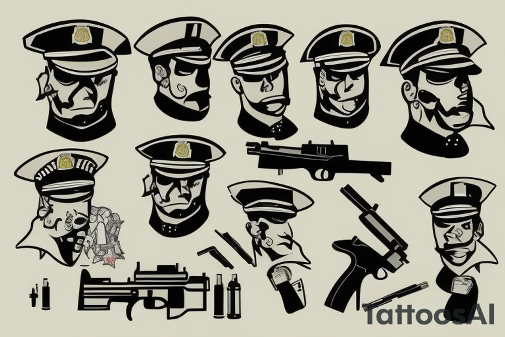 a policeman who killed himself with a gun tattoo idea