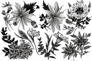 Wild flowers, botanical painting tattoo idea