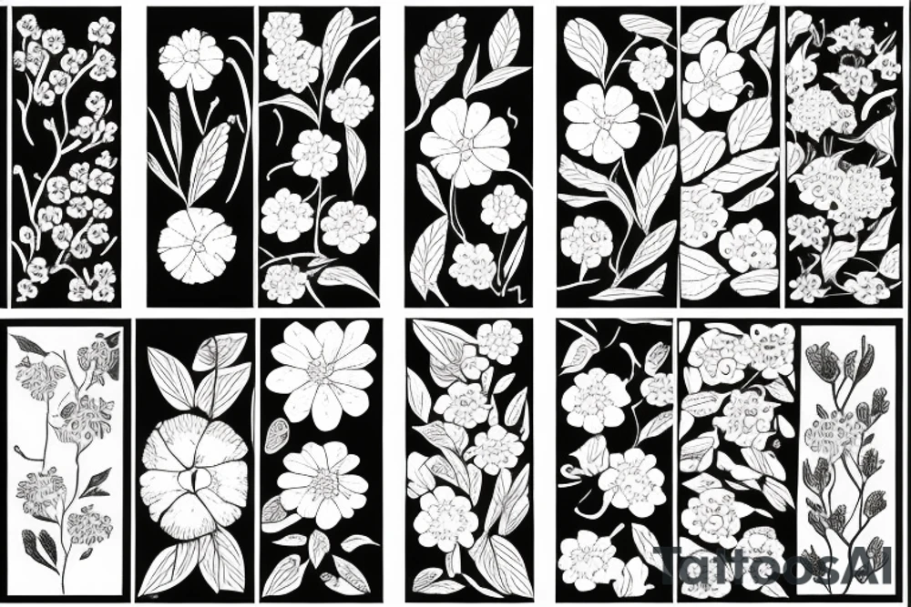 Wild flowers, botanical painting tattoo idea