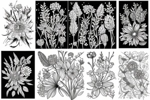 Wild flowers, botanical painting tattoo idea