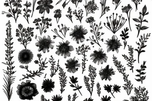 Wild flowers, botanical painting tattoo idea