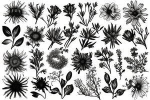 Wild flowers, botanical painting tattoo idea