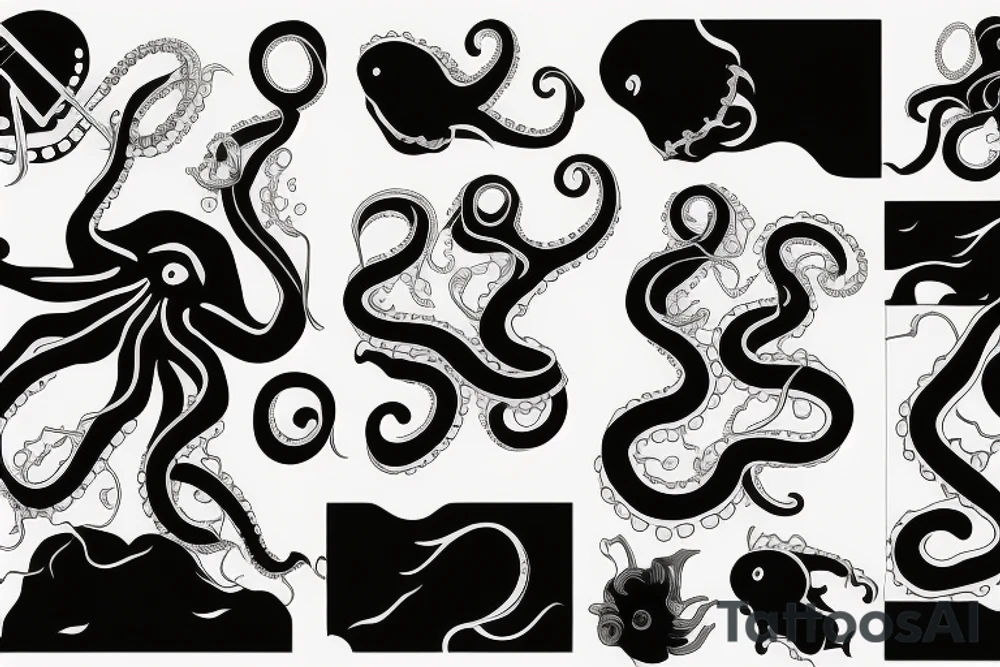 Octopus playing guitar tattoo idea