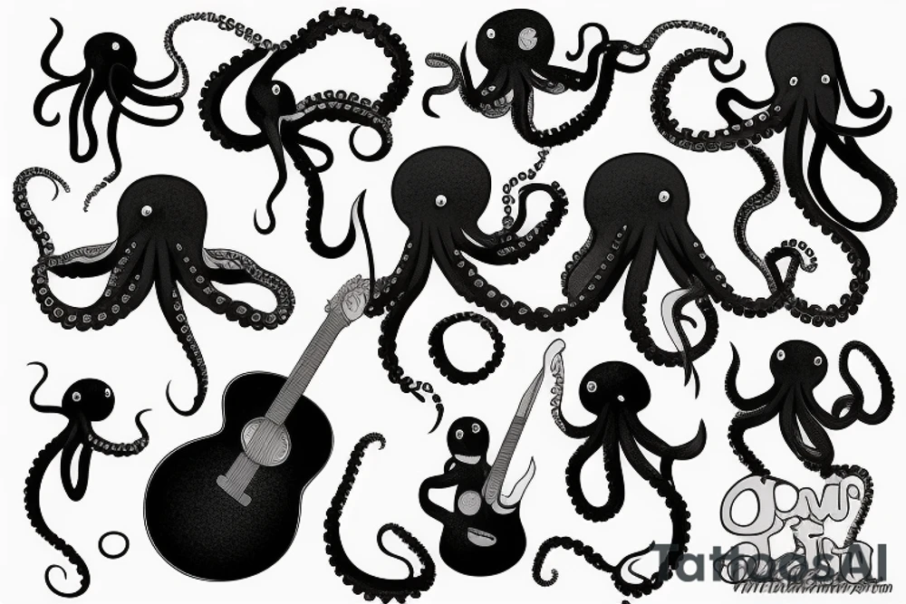 Octopus playing guitar tattoo idea