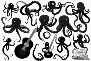 Octopus playing guitar tattoo idea