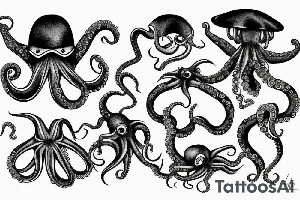 Octopus playing guitar tattoo idea