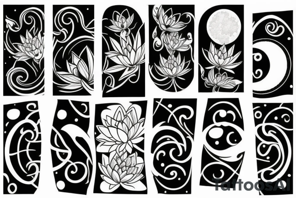 Lotus and moon tattoo idea