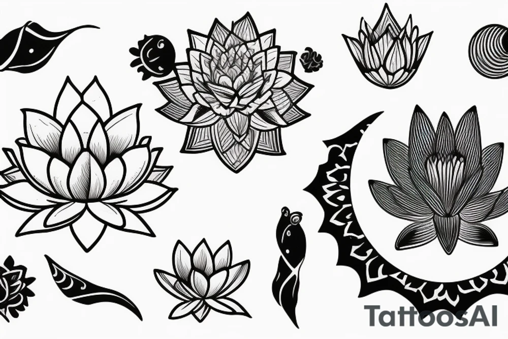 Lotus and moon tattoo idea