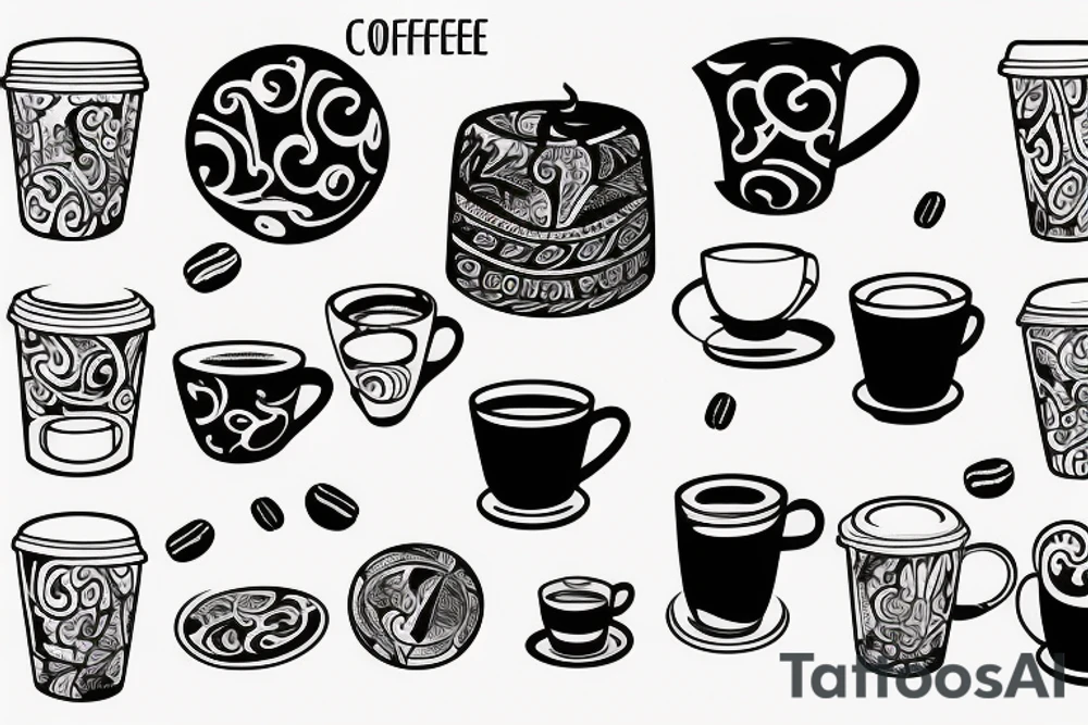 Coffee cup with black coffee tattoo idea