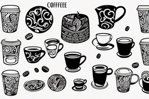 Coffee cup with black coffee tattoo idea