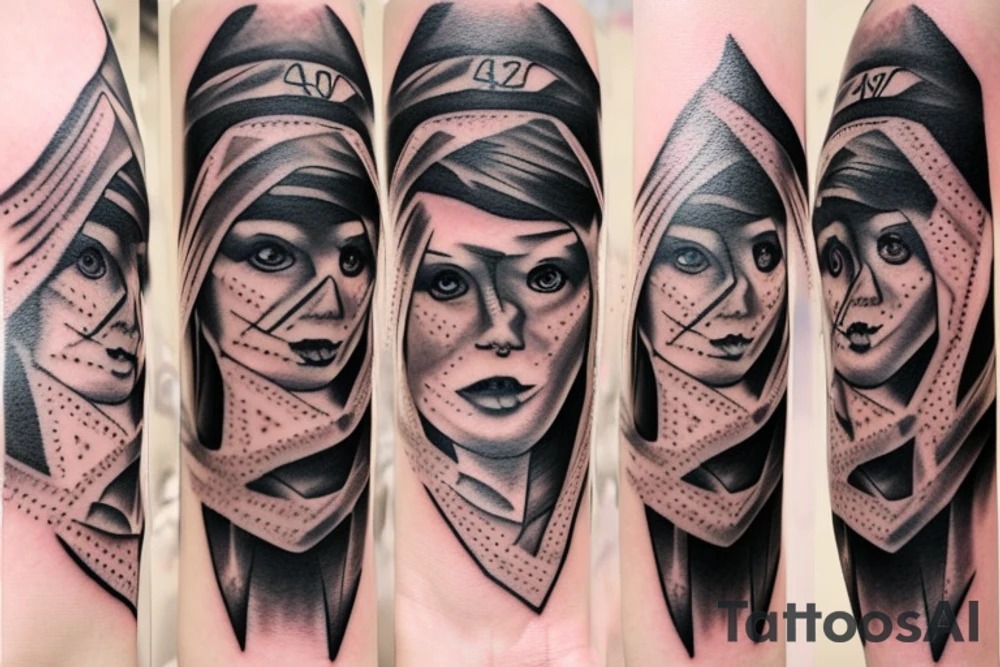 Angel wearing a ski mask tattoo idea