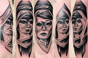 Angel wearing a ski mask tattoo idea
