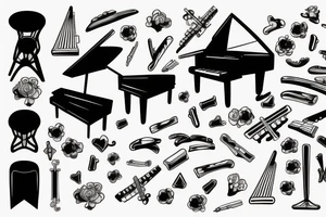 Piano with cross music tattoo idea