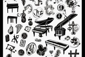 Piano with cross music tattoo idea