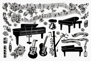 Piano with cross music tattoo idea