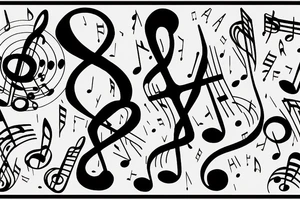 Cross with music notes from piano tattoo idea